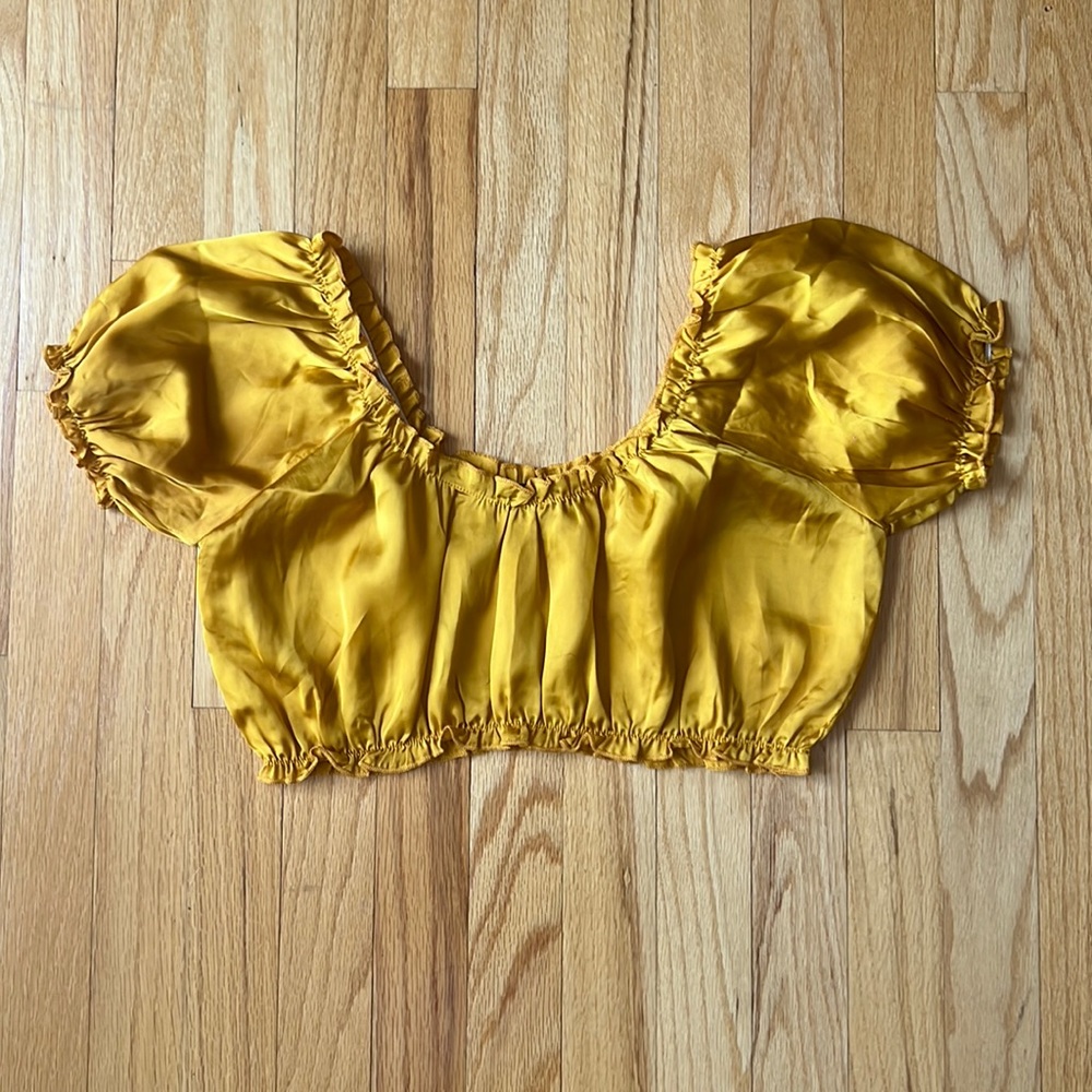 Yellow Gold Elastic Micro Crop Top